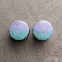 Ombre Opal Rainbow Plugs –  Mint Lilac Sparkly Pink Glitter Green Purple Gauges - Thumbnail 4