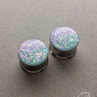 Ombre Opal Rainbow Plugs –  Mint Lilac Sparkly Pink Glitter Green Purple Gauges - Thumbnail 5