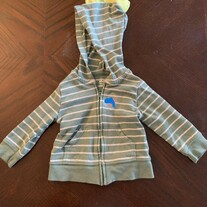 Boy's Stripped Green Jacket with Hood - Size 6-9 Months
