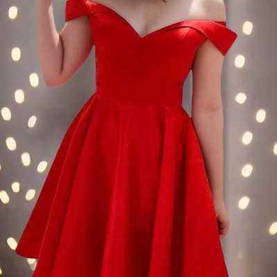 A-line off-the-shoulder homecoming dress short prom dress 