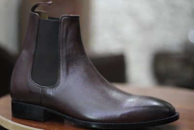 Ankle High Men's Handmade Brown Chelsea Leather Boot 