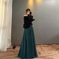 DARK GREEN Full Long Chiffon Skirt Summer Wedding Maxi Chiffon Skirt Outfit Green Bridesmaid Skirt  - Thumbnail 5