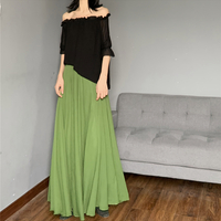 OLIVE GREEN Full Long Chiffon Skirt,  Summer Beach Maxi Chiffon Skirt Outfit, Plus Size Chiffon Skirt - Thumbnail 1