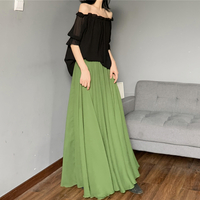 OLIVE GREEN Full Long Chiffon Skirt,  Summer Beach Maxi Chiffon Skirt Outfit, Plus Size Chiffon Skirt - Thumbnail 2