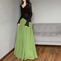 OLIVE GREEN Full Long Chiffon Skirt,  Summer Beach Maxi Chiffon Skirt Outfit, Plus Size Chiffon Skirt - Thumbnail 5