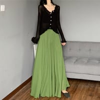 OLIVE GREEN Full Long Chiffon Skirt,  Summer Beach Maxi Chiffon Skirt Outfit, Plus Size Chiffon Skirt - Thumbnail 6