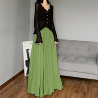 OLIVE GREEN Full Long Chiffon Skirt,  Summer Beach Maxi Chiffon Skirt Outfit, Plus Size Chiffon Skirt - Thumbnail 7