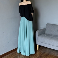 BLUE Beach Skirt Outfit, Full Long Chiffon Skirt , Summer Wedding Maxi Chiffon Skirt Outfit Plus Size - Thumbnail 2