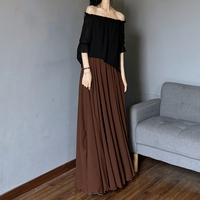 Women Brown Long Chiffon Skirt Summer Beach Skiet, Plus Size Bridesmaid Chiffon Skirt - Thumbnail 1