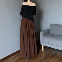 Women Brown Long Chiffon Skirt Summer Beach Skiet, Plus Size Bridesmaid Chiffon Skirt - Thumbnail 2