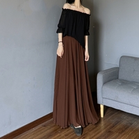 Women Brown Long Chiffon Skirt Summer Beach Skiet, Plus Size Bridesmaid Chiffon Skirt - Thumbnail 3