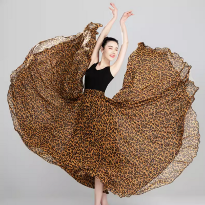 Leopard pattern maxi skirt, leopad beach skirt outfit, full long chiffon skirt , summer wedding maxi chiffon skirt 