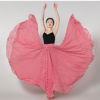 RED and White STRIPED Full Chiffon Skirt,  Summer Beach Maxi Chiffon Skirt Outfit, Bridesmaid Maxi Skirt - Thumbnail 1