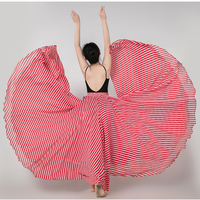 RED and White STRIPED Full Chiffon Skirt,  Summer Beach Maxi Chiffon Skirt Outfit, Bridesmaid Maxi Skirt - Thumbnail 2