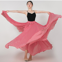 RED and White STRIPED Full Chiffon Skirt,  Summer Beach Maxi Chiffon Skirt Outfit, Bridesmaid Maxi Skirt - Thumbnail 3