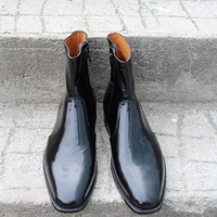 Crafted Leather Bespoke Shoes Classic Black Glassy Patent Leather Jodhpur Dress Boot - Thumbnail 2