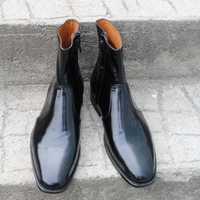 Crafted Leather Bespoke Shoes Classic Black Glassy Patent Leather Jodhpur Dress Boot - Thumbnail 3