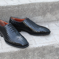 Crafted Leather Classic Black Crocodile/Alligator Dress Shoes  - Thumbnail 2