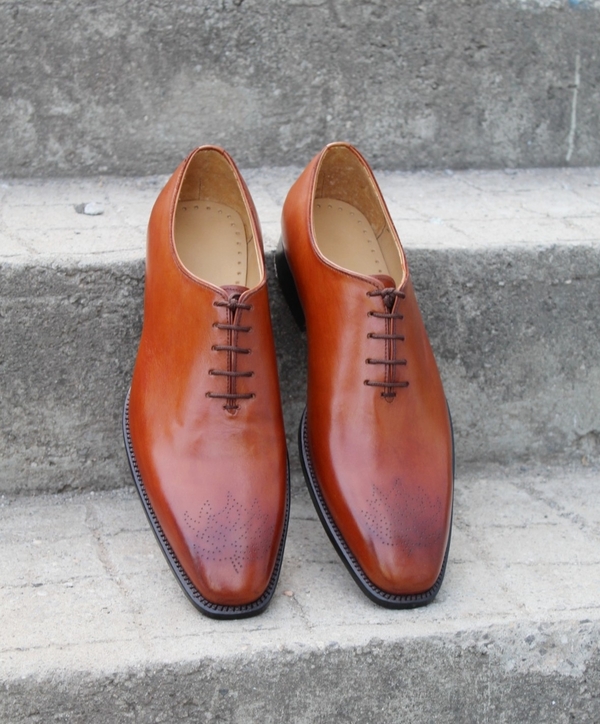 Crafted Leather Classic Tan Color Leather Dress Shoes
