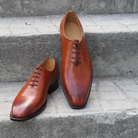 Crafted Leather Classic Tan Color Leather Dress Shoes - Thumbnail 2