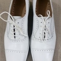 Crafted Leather Classic White Leather Oxford Dress Shoes - Thumbnail 3