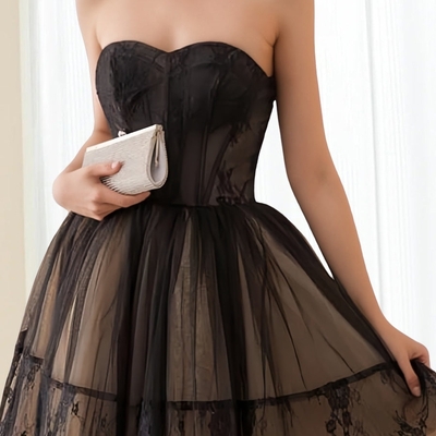 A-line strapless sleeveless homecoming dress short prom dress