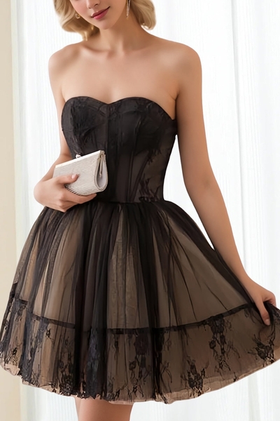 A-Line Strapless Sleeveless Homecoming Dress Short Prom Dress