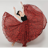 LEOPARD PATTERN MAXI SKIRT, Red Leopad Beach Skirt Outfit, Full Long Chiffon Skirt , Summer Wedding Maxi Chiffon Skirt  - Thumbnail 5