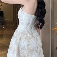 Strapless Appliqued Tulle A-Line Homecoming Dress Short Prom Dress  - Thumbnail 1