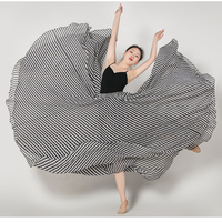 Black and White STRIPED Chiffon Skirt,  Summer Beach Maxi Skirt Outfit, Custom Plus Size Chiffon Maxi Skirt - Thumbnail 1