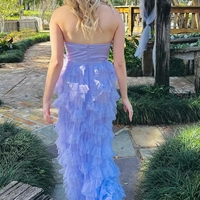 Sweetheart Bow Belt Ruffle Prom Dress - Thumbnail 1