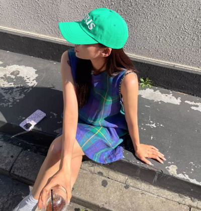 *Free Shipping*BLUE & GREEN TARTAN PLAID A-LINE DRESS 