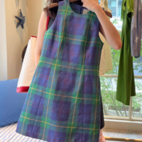 *Free Shipping*BLUE & GREEN TARTAN PLAID A-LINE DRESS  - Thumbnail 5
