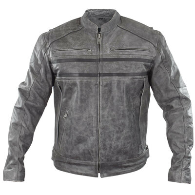 New handmade men's gray leather biker/racer jacket 2019