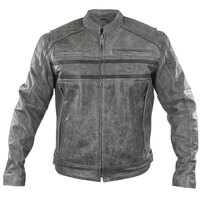New Handmade Men's Gray Leather Biker/Racer Jacket 2019 - Thumbnail 4