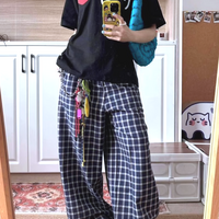 *Free Shipping*90s NAVY PLAID PANTS - Thumbnail 1