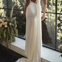 Column Sweetheart Floor-Length Wedding Dress With Split Side - Thumbnail 1