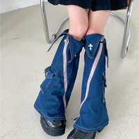 Zipper denim leg warmers - Thumbnail 4