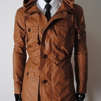 Handmade New Men Stylish Chic Brown Long Leather Jacket, Men Leather jacket 2019 - Thumbnail 1