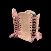 Iridescent pink wearable ceramic corset by: Nicole Moan  - Thumbnail 3