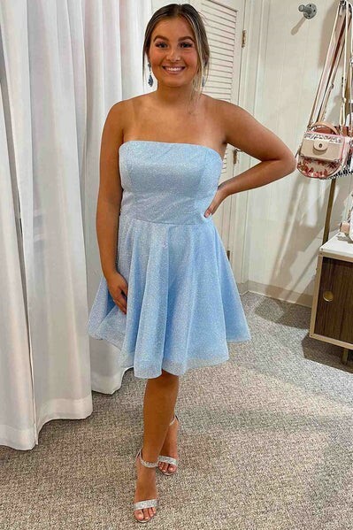 Strapless Short Blue Homecoming Dress Short Prom Dress
