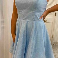 Strapless Short Blue Homecoming Dress Short Prom Dress - Thumbnail 1
