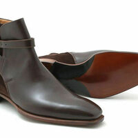 Copy of Men's Handmade Olive Green Suede Leather Chelsea round toe dress boots - Thumbnail 1