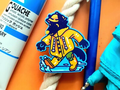 Rainy Day Doggy | Wooden Pin