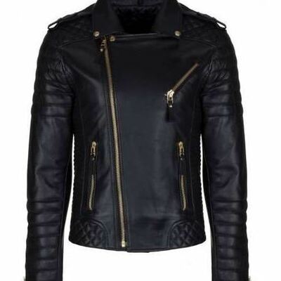 Men's real leather jacket motorcycle biker jacket café racer winter