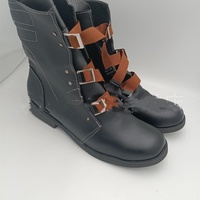 Round Toe Stitching Belt Buckle Sleeve Comfortable Thick Heel Casual Rivet Men's Short Boots - Thumbnail 1