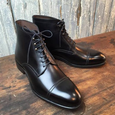 Best military ankle high boot,genuine leather lace up biker boot - Thumbnail 3