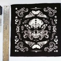 Skull with Moth Wings & Crow Skulls Goth Punk Sew-on Patches - Thumbnail 1
