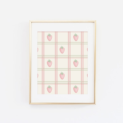 Strawberry plaid print (color options)
