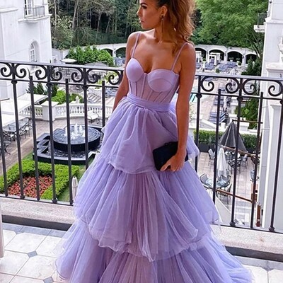 A-line sweetheart sleeveless prom dress with ruffles